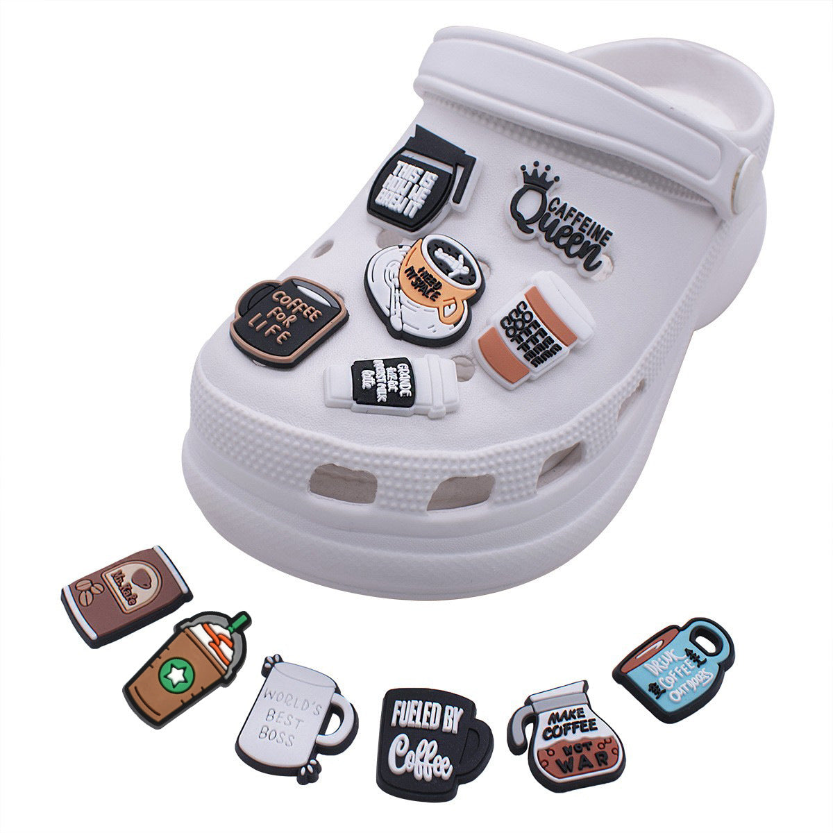 Wholesale Random 100pcs Coffee Series Shoes Accessories Shoes Charms