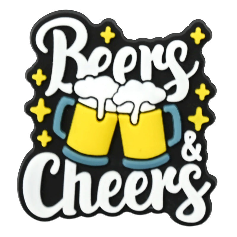 Wholesale  Random 100pcs e-commerce beer festival phrase series of clogs PVC Soft Rubber Shoe Buckle Decoration