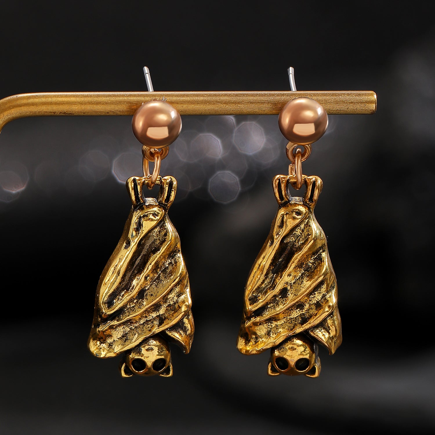 Wholesale Trendy Bat Earrings - Vintage Gold Zinc Alloy -  Jewelry Fashion Accessory