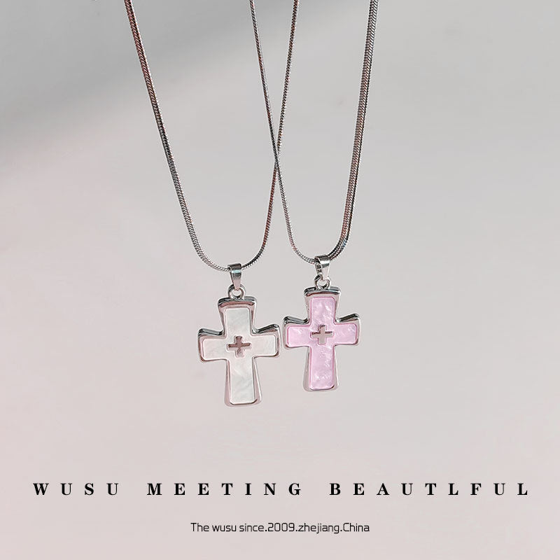 Wholesale  Titanium Steel knife chain double cross pendant necklace