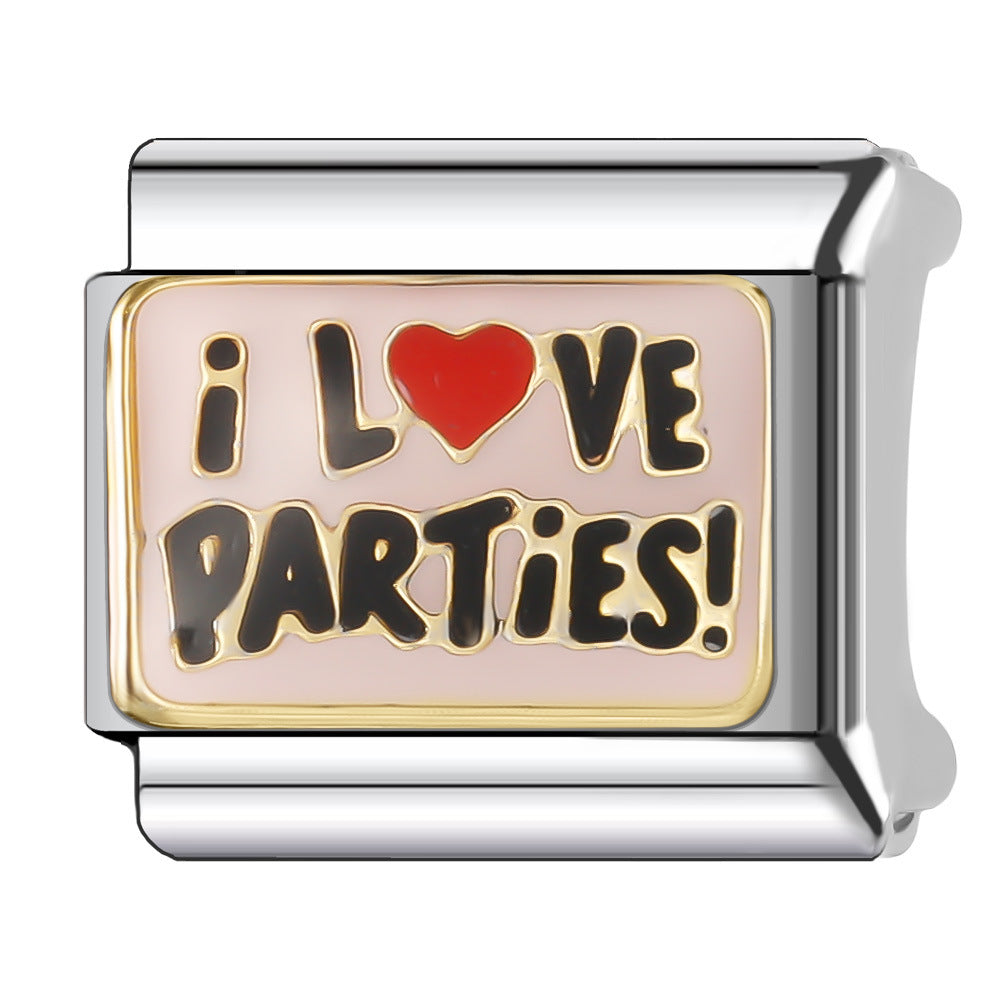 Wholesale Italian Charm Bracelet 9mm DIY Splicing English Series Stainless Steel Composable Bracelet