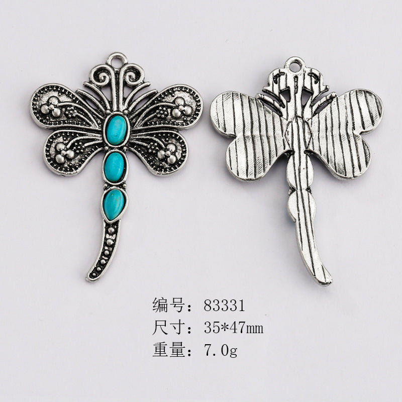 Wholesale Ethnic Retro Style Turquoise Alloy Diy Bracelet Necklace Pendant Accessories ACC-PT-Yongc003