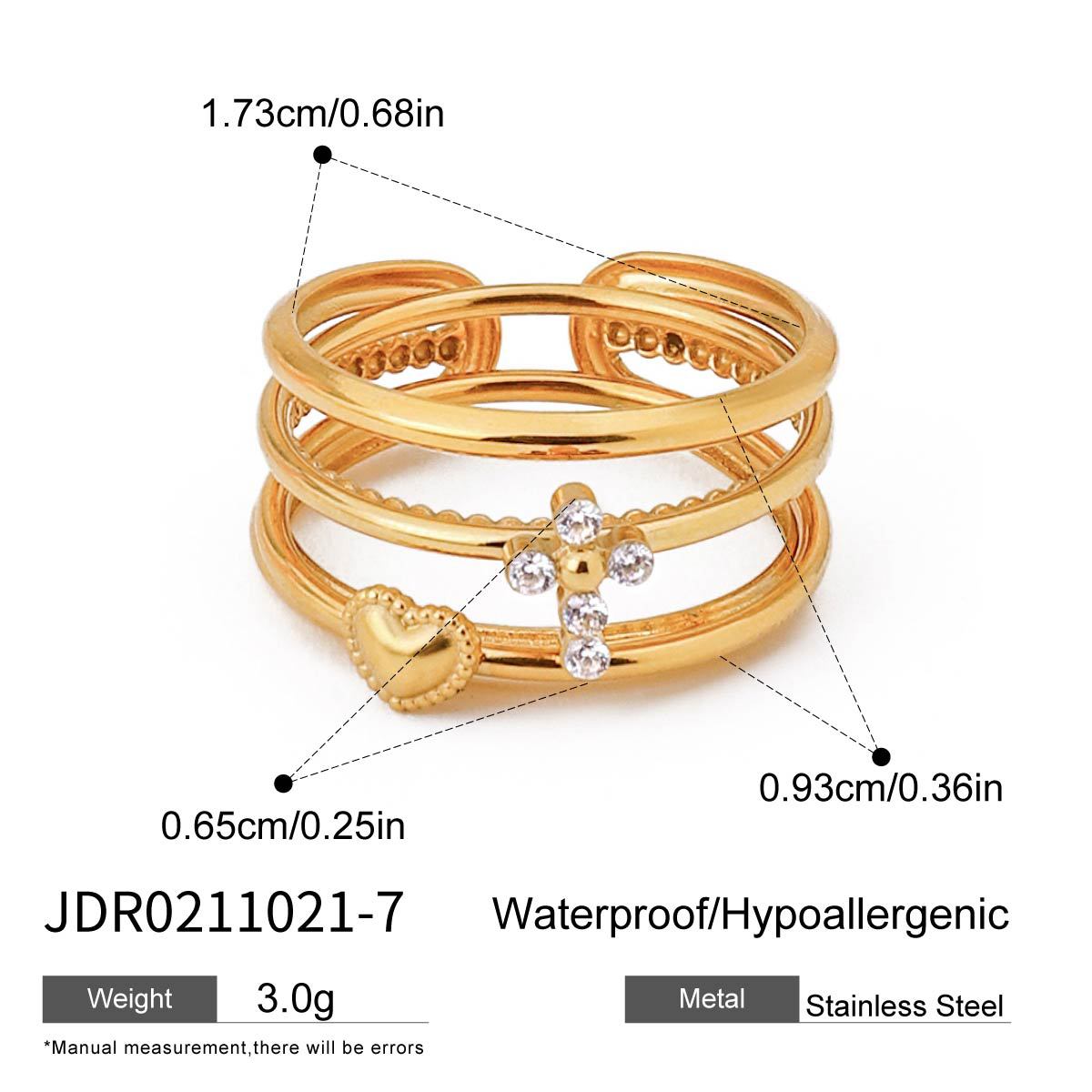 Wholesale Stainless steel rhinestone ring