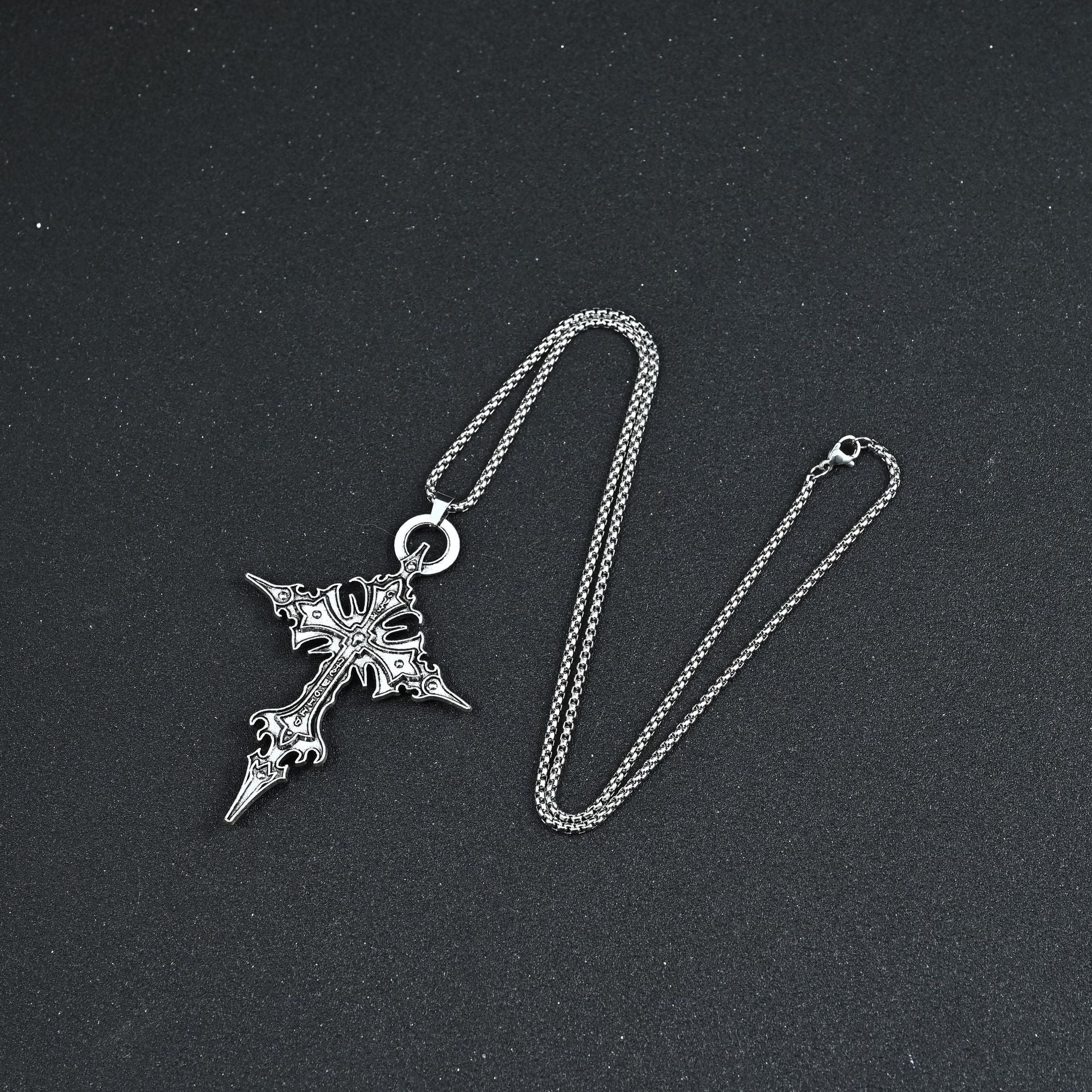 Wholesale Gothic Skull Cross Pendant Necklace Titanium Steel Punk Hip Hop Jewelry Accessory For Men Women Boutique Resale