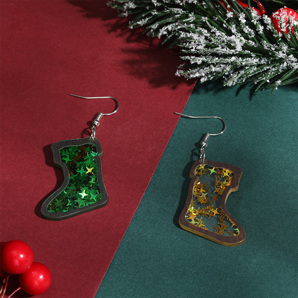 Wholesale acrylic earrings  personality Christmas Santa Claus earrings