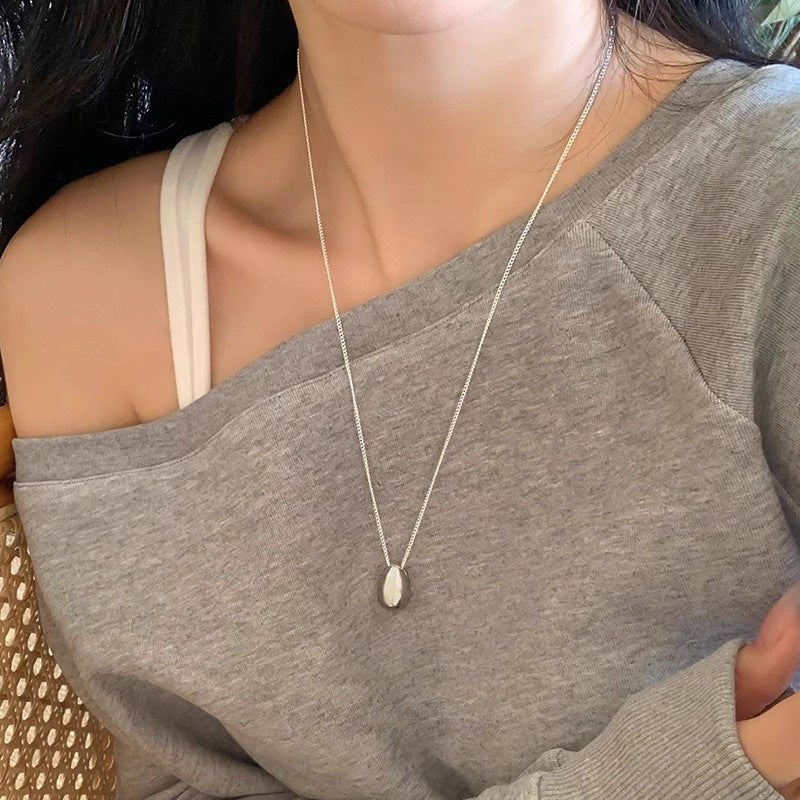 Wholesale Minimalist Water Drop Long Sweater Chain,  Copper Electroplated,  Boutique Resale Necklace Accessory