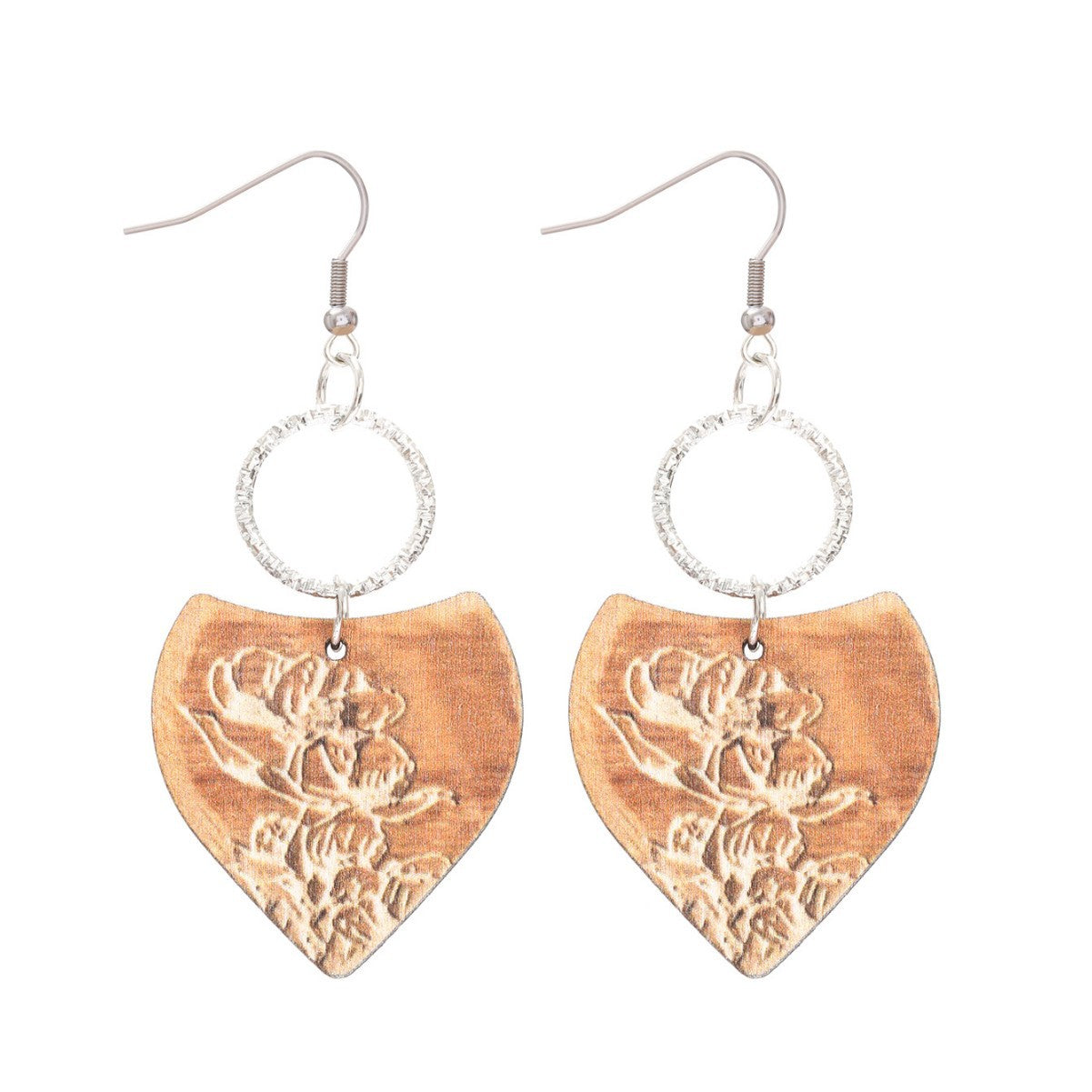 Wholesale  Retro Bohemian Style Pattern Leaves Wooden Earrings