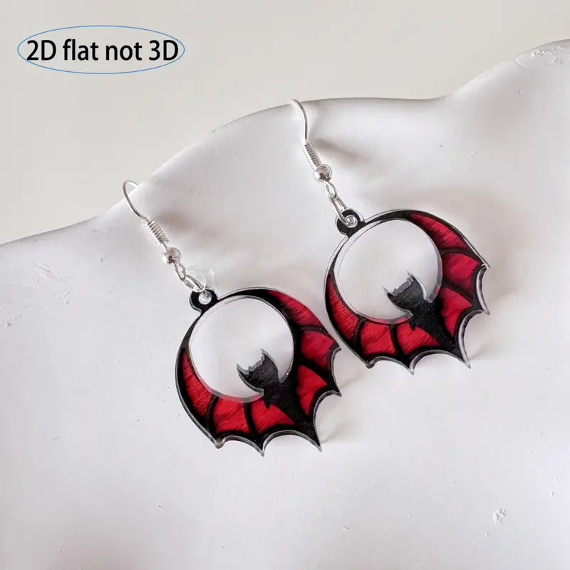Wholesale Halloween Bat Acrylic Red Round Earrings