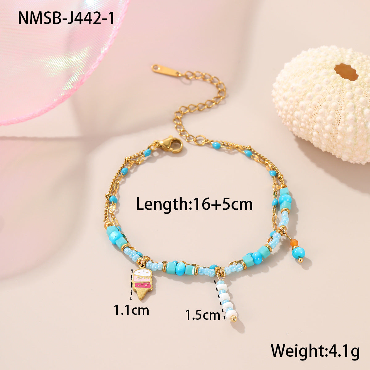 Wholesale Colorful bead necklace,  stainless steel earrings,  shell bracelet