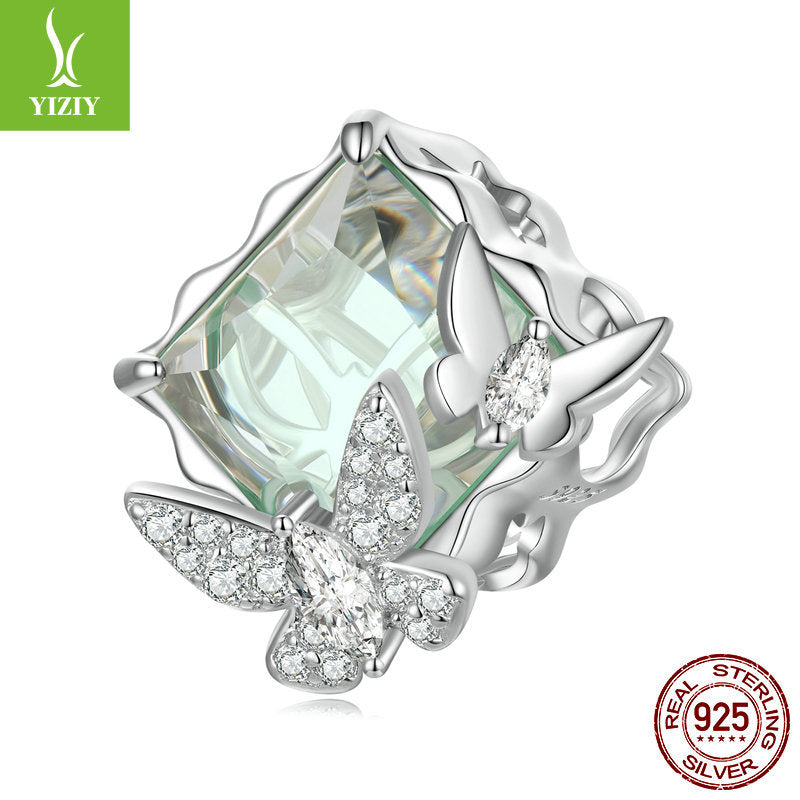 Wholesale Wizard of Oz DIY Bracelet Beaded Accessories Mint Green S925 Sterling Silver Pendant ACC-CHS-YinZhiyun005