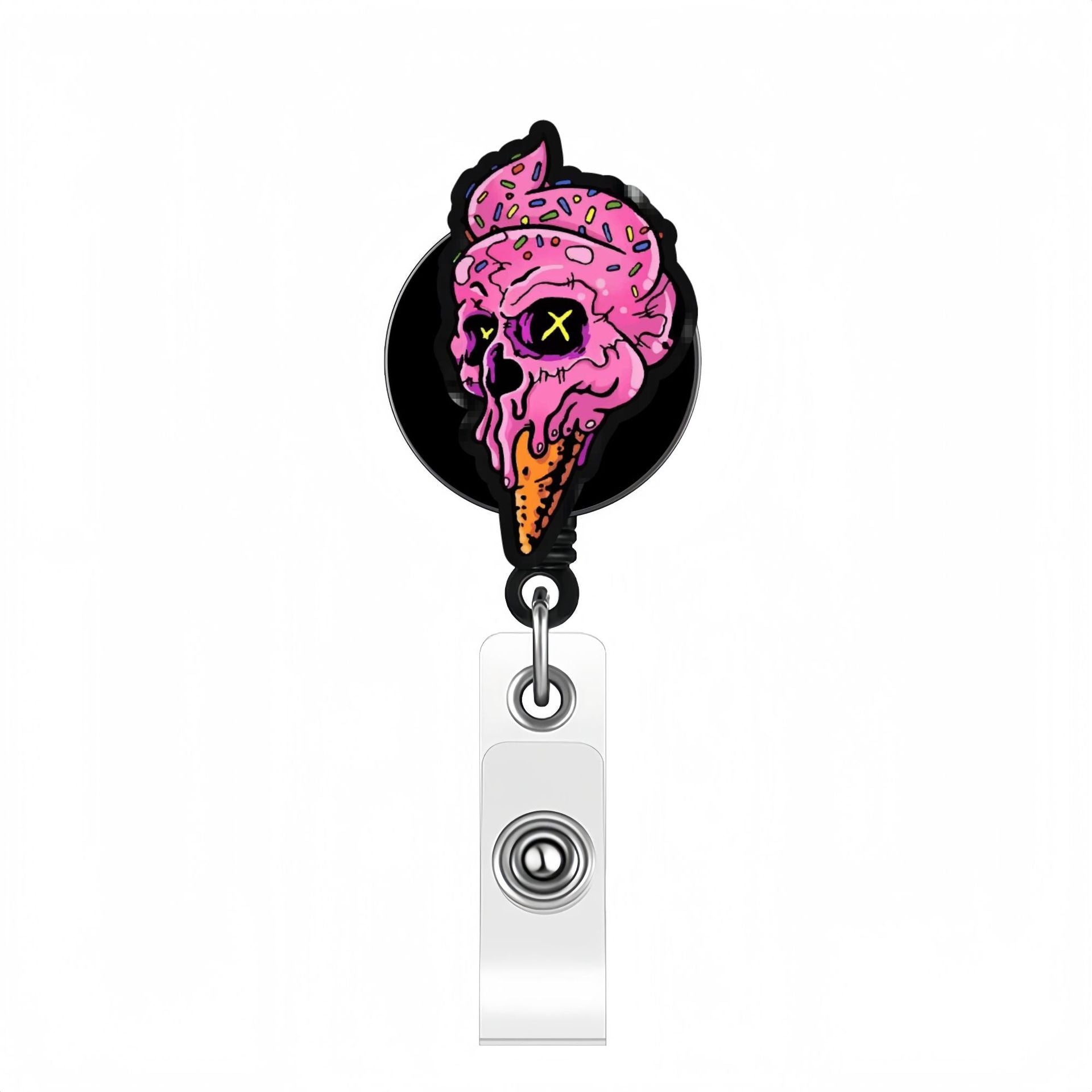 Wholesale Halloween Acrylic Retractable Clip Badge Keychain