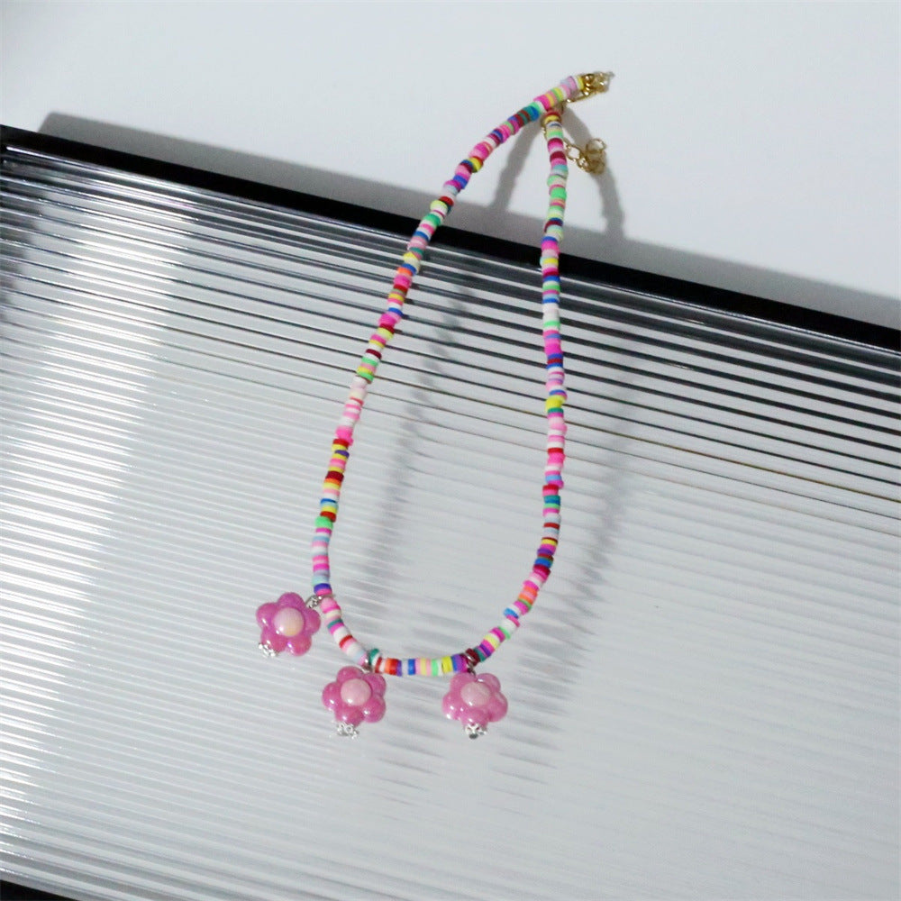 Wholesale  flower beaded necklace necklace colorful pottery necklaces