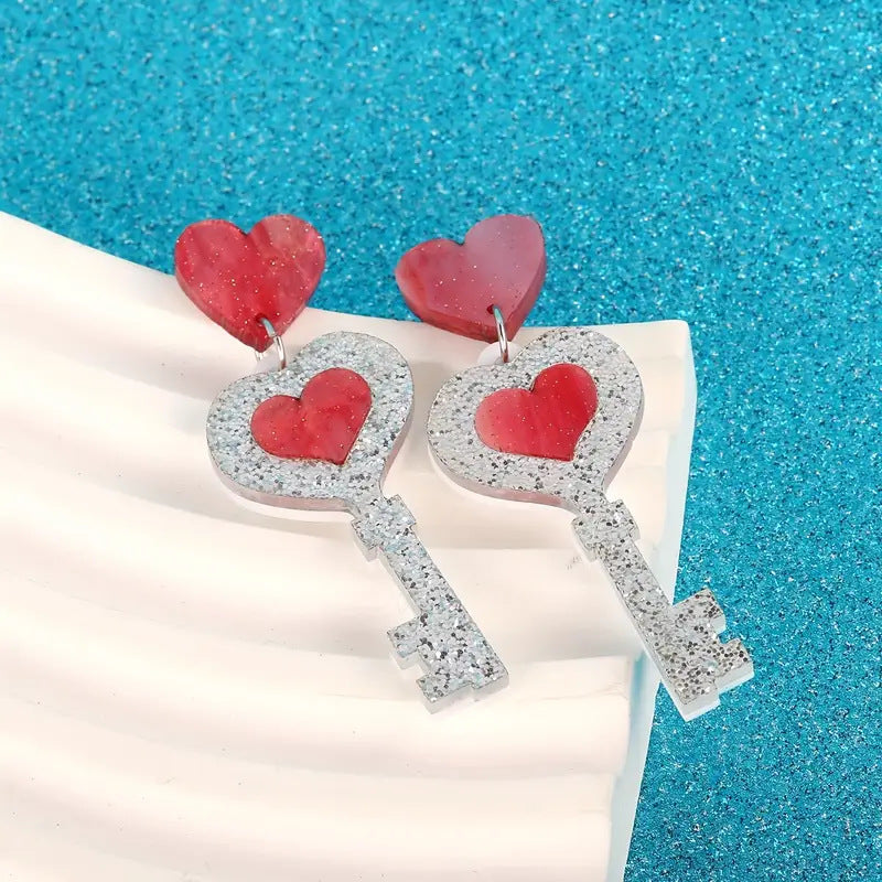 Wholesale  Love Letter Envelope Cupid Boots  Pink Heart-shaped Earrings