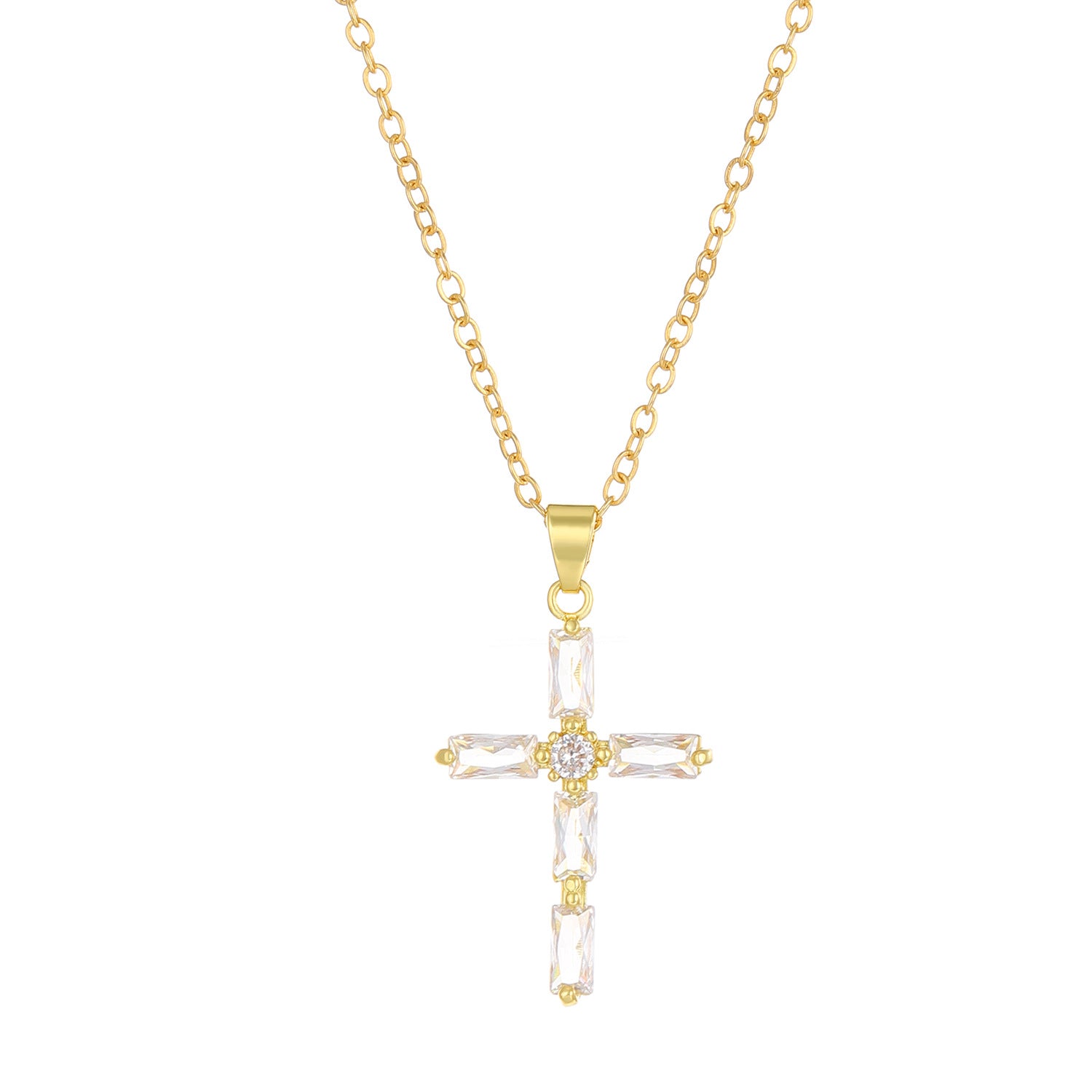 Wholesale Zircon Virgin Cross Necklace ACC-NE-MY004