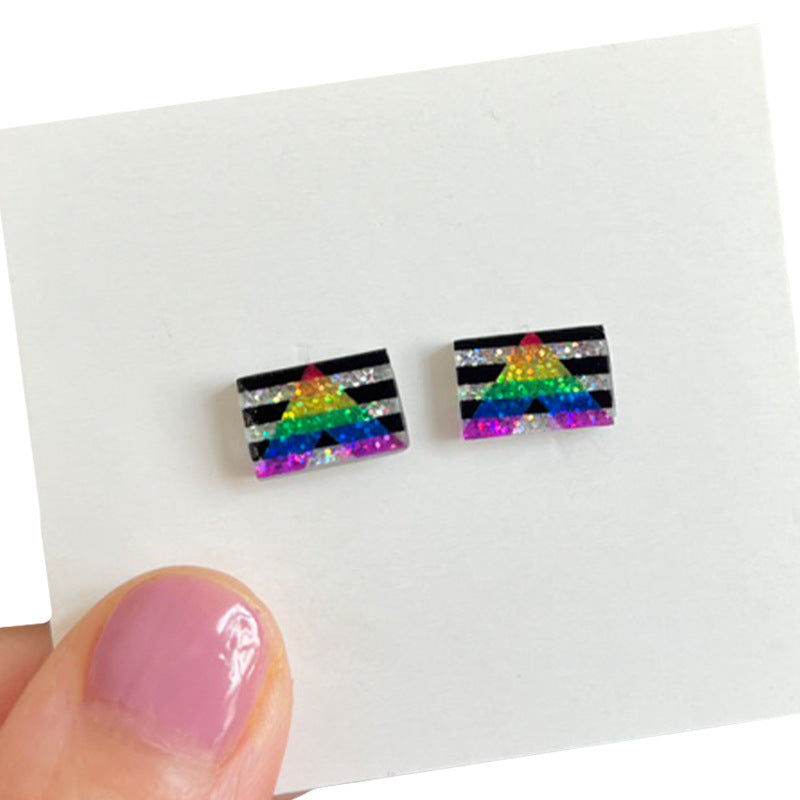 Wholesale  Rainbow Shiny Bright Small Earrings