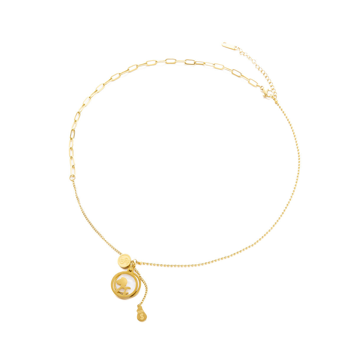 Wholesale Titanium steel non-fading white shell 18k gold necklace