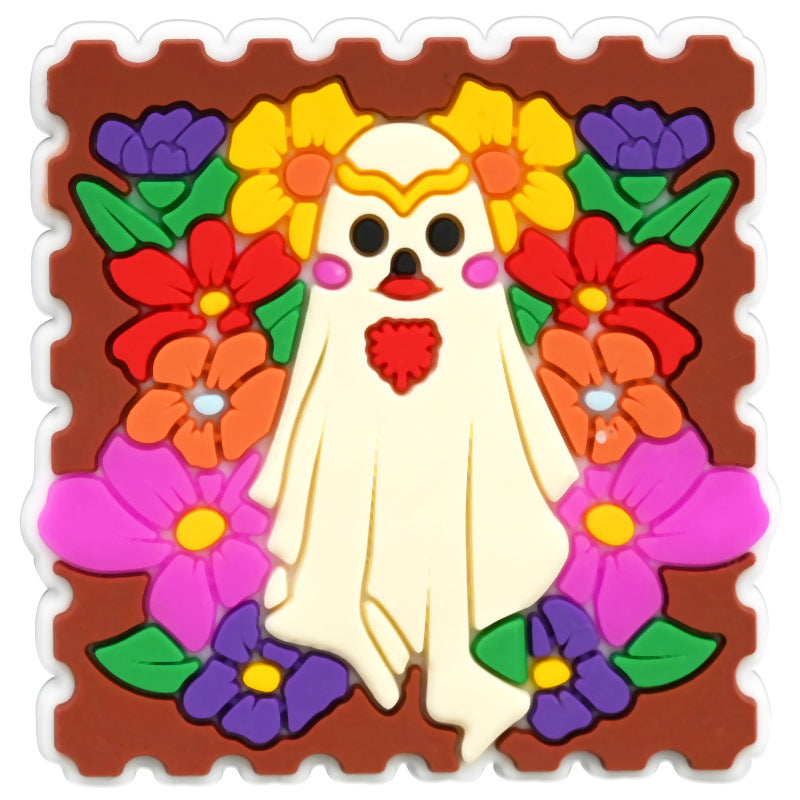 Wholesale Random 100pcs Day of The Dead PVC Soft Rubber Shoe Buckle Decoration ACC-SC-RYY075