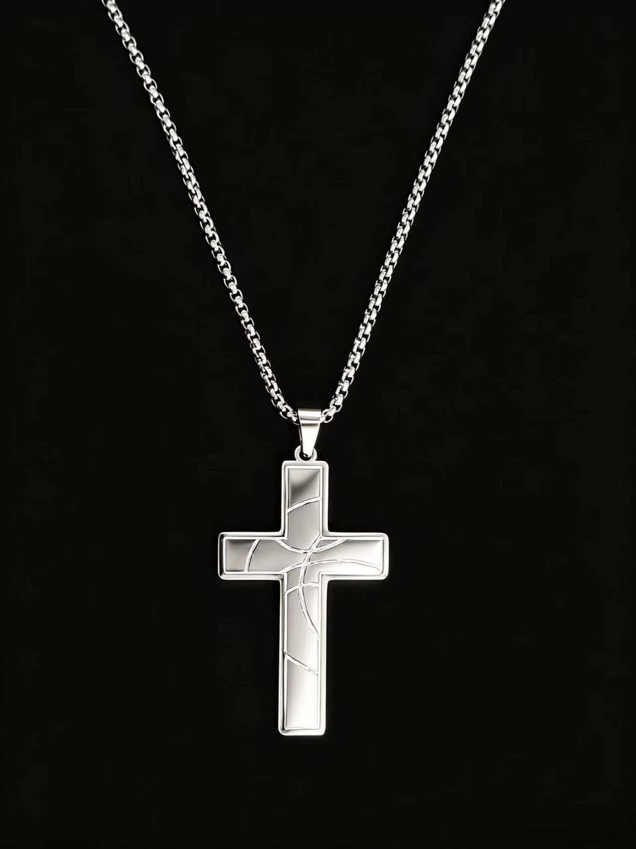 Wholesale Trendy Hip-Hop Basketball Cross Necklace Stainless Steel Jewelry Accessory for Men Gift