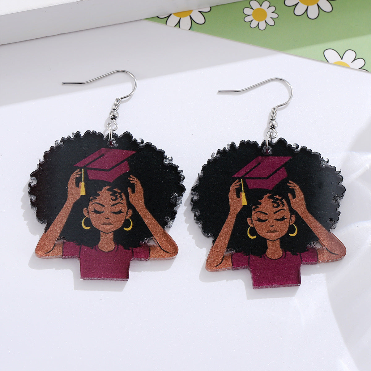 Wholesale  Graduation Season Retro Bachelor Hat Head Pendant Earrings