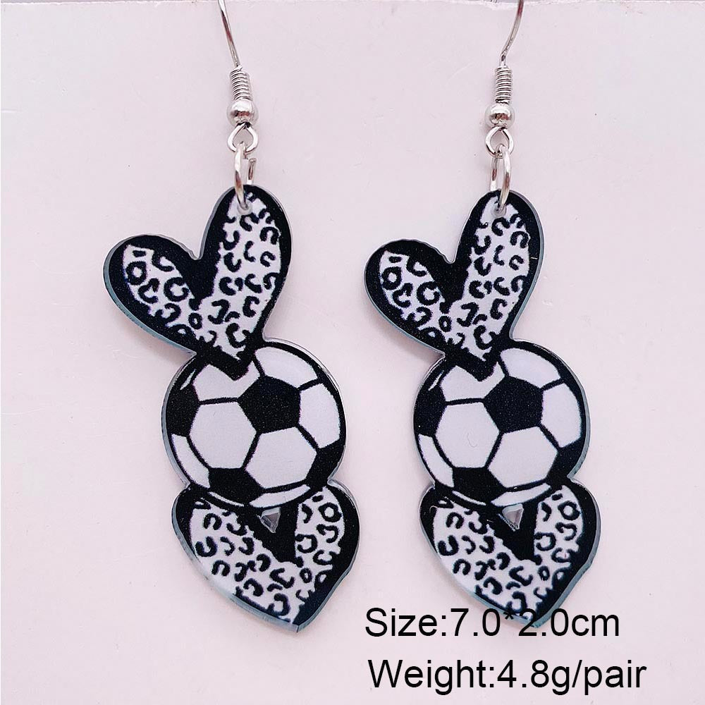 Wholesale  football acrylic earrings lovely U-shaped leopard print earrings