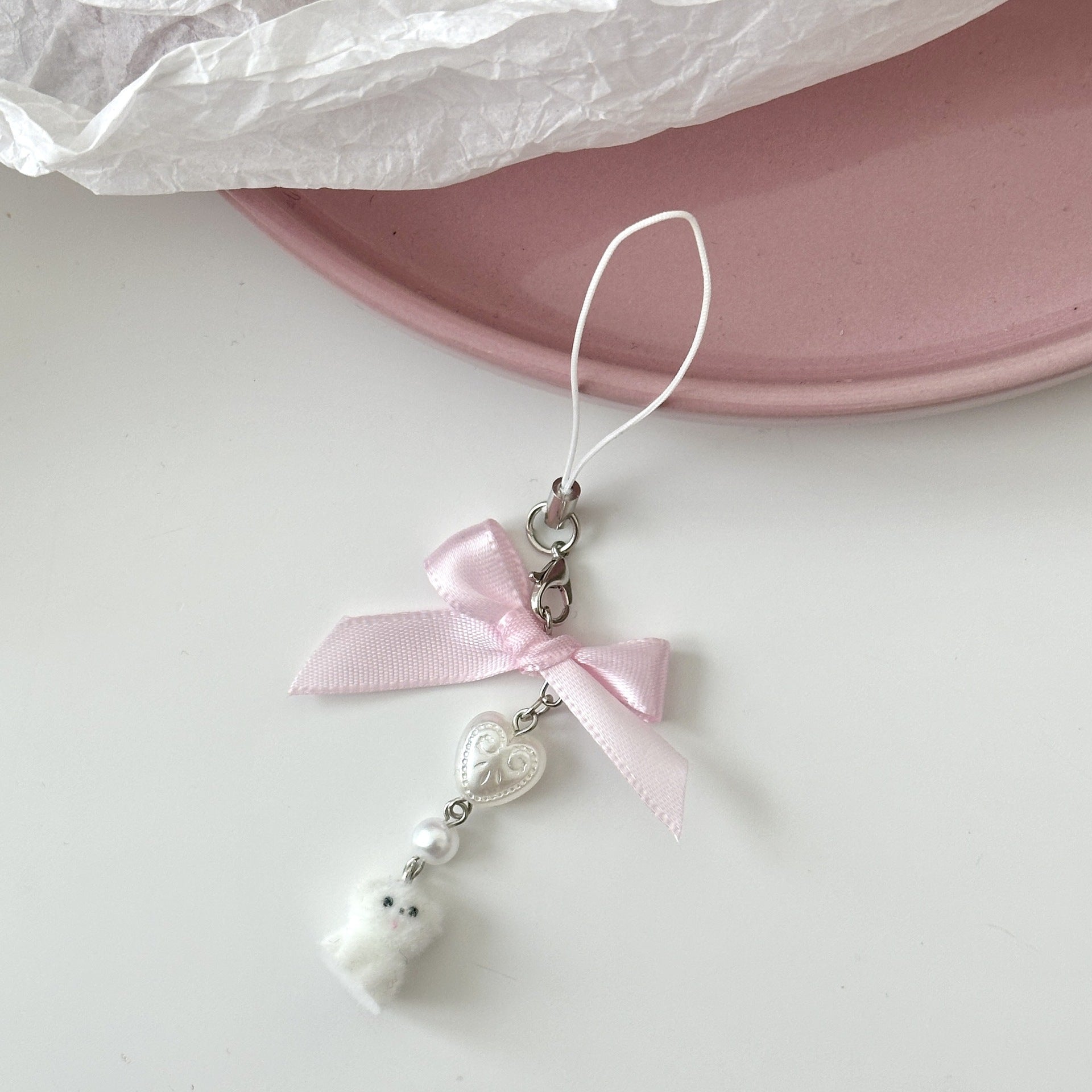 Wholesale  pink bow cute pet keychain