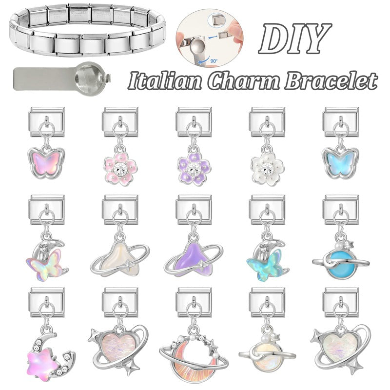 Wholesale  Italian Charm Bracelet 9mm DIY Splicing Sweet Creative Stainless Steel Composable Bracelet
