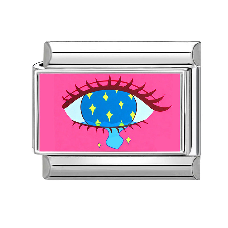 Wholesale Pink series flower  DIY  Single Section Creative Stainless Steel Composable Bracelet