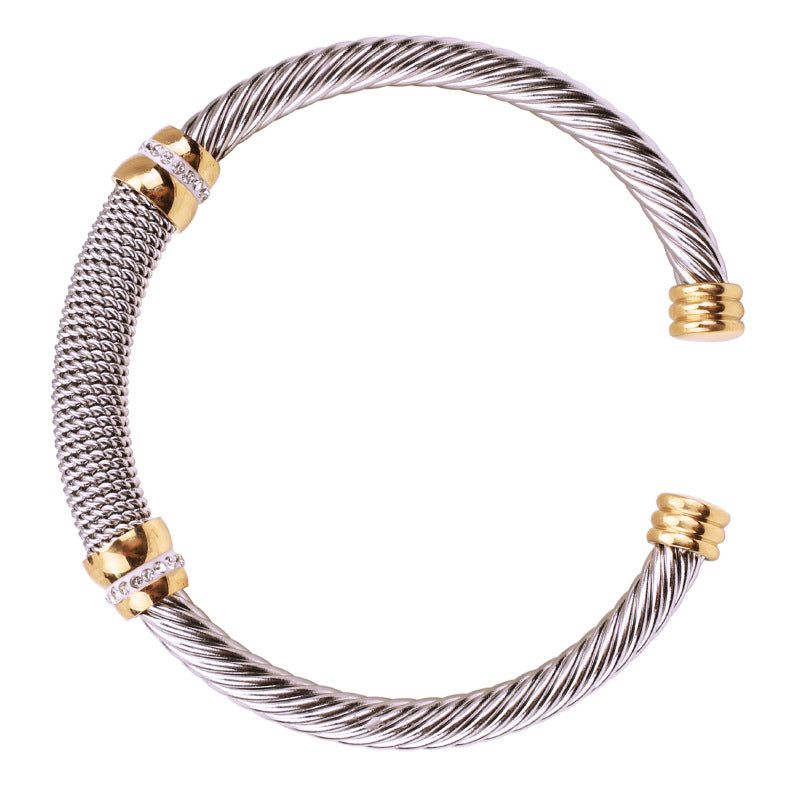 Wholesale Braided Titanium Steel Wire Rose Gold Bracelet ACC-BT-QianCai005