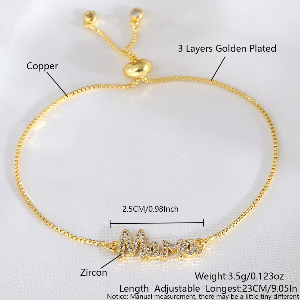 Wholesale Mama Bracelet Zircon Micro-inlay Pull Bracelet