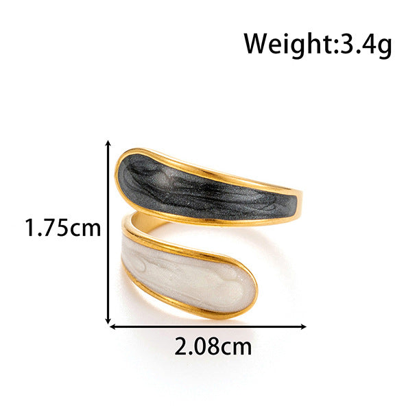 Wholesale drop oil opening ring personality hip hop vacuum plating titanium steel ring