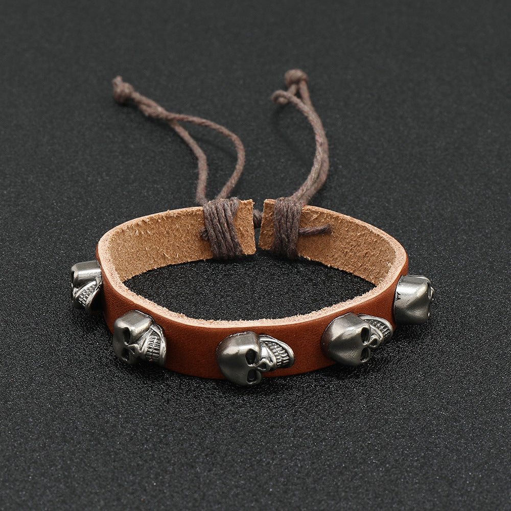 Wholesale Men' s Skull  Jewelry Retro Bracelet