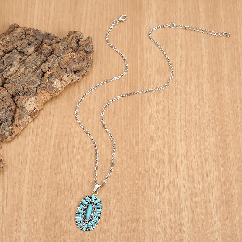 Wholesale ethnic style inlaid turquoise necklace