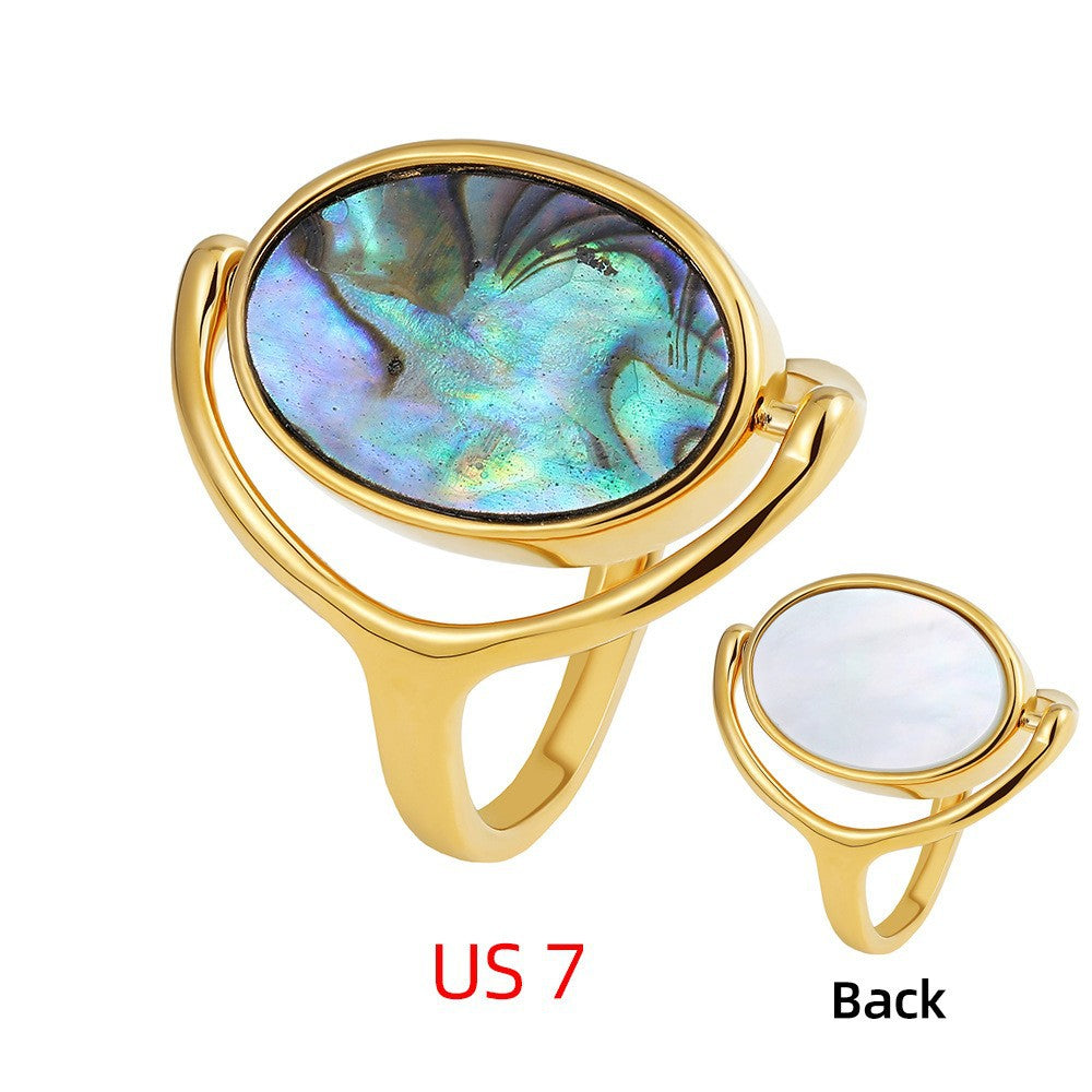 Wholesale 18K gold natural pearl shell abalone shell necklace ring