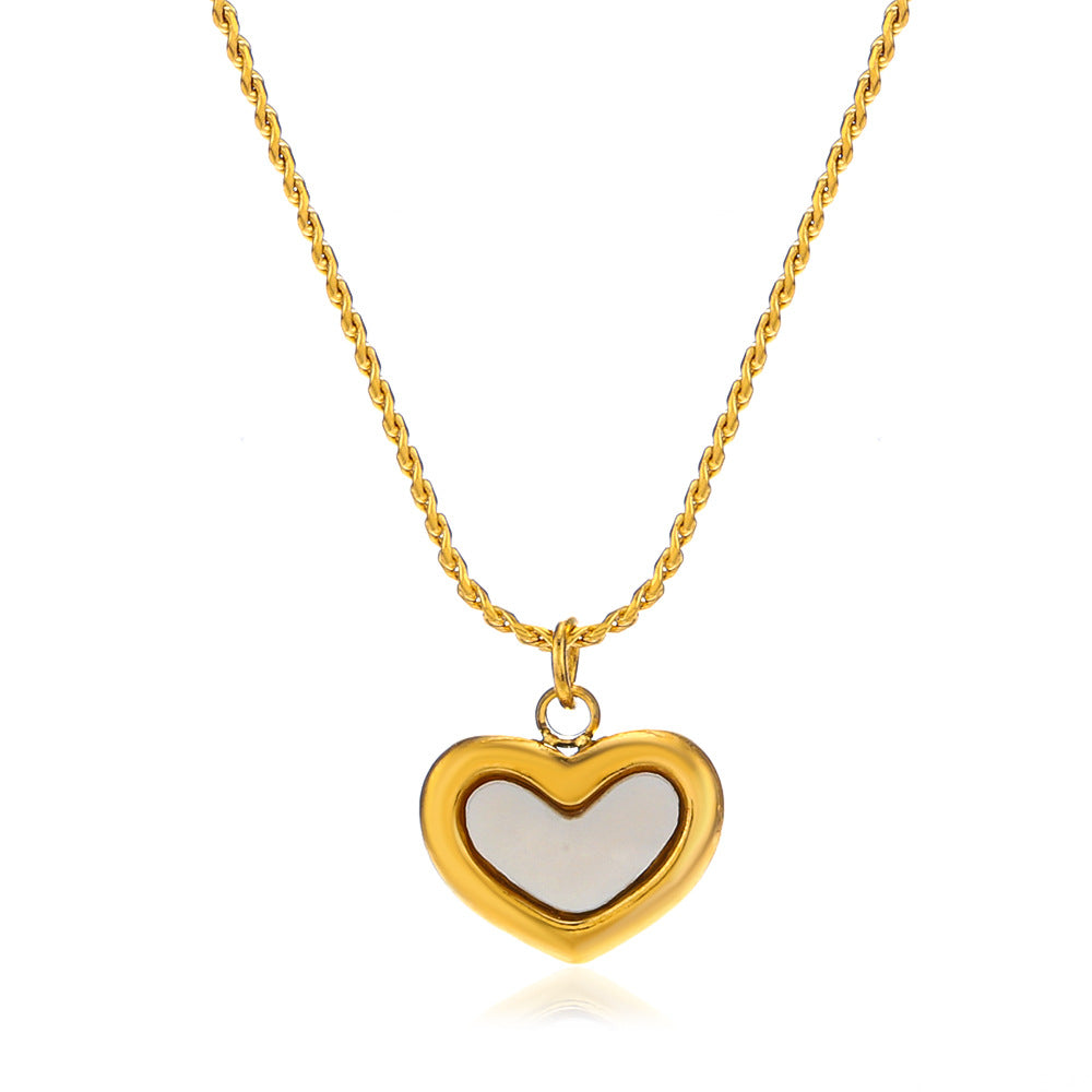Wholesale Light Luxury Necklaces Simple Shell Heart Shaped Stainless Steel Necklace Earrings Bracelet ACC-NE-JiaLi002