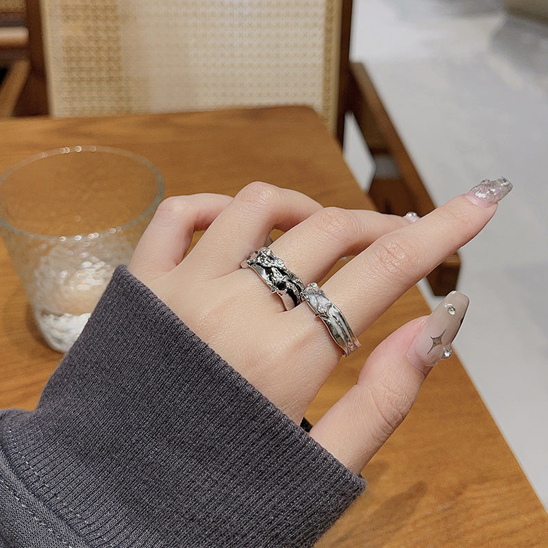 Wholesale Pleated Enamel Star Couple Ring Index Finger Adjustable Rings ACC-RS-JiuHao006