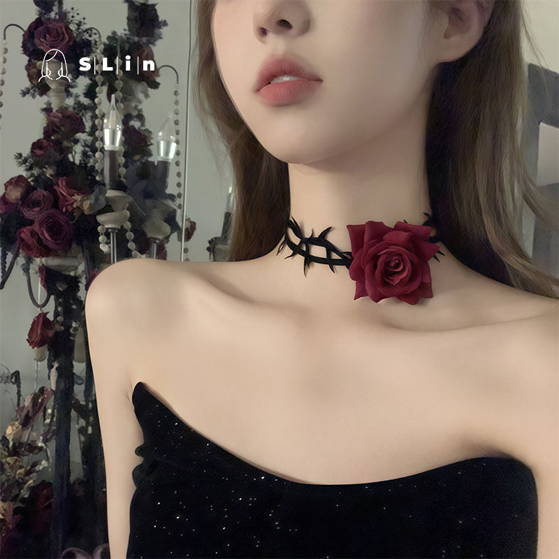 Wholesale  thorn rose choker collar elegant  personality clavicle chain