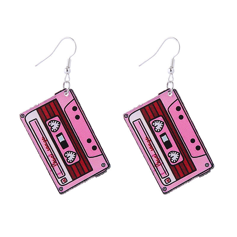 Wholesale Pink Tape Valentine's Day Double Sided Acrylic Earrings ACC-ES-ChouT005
