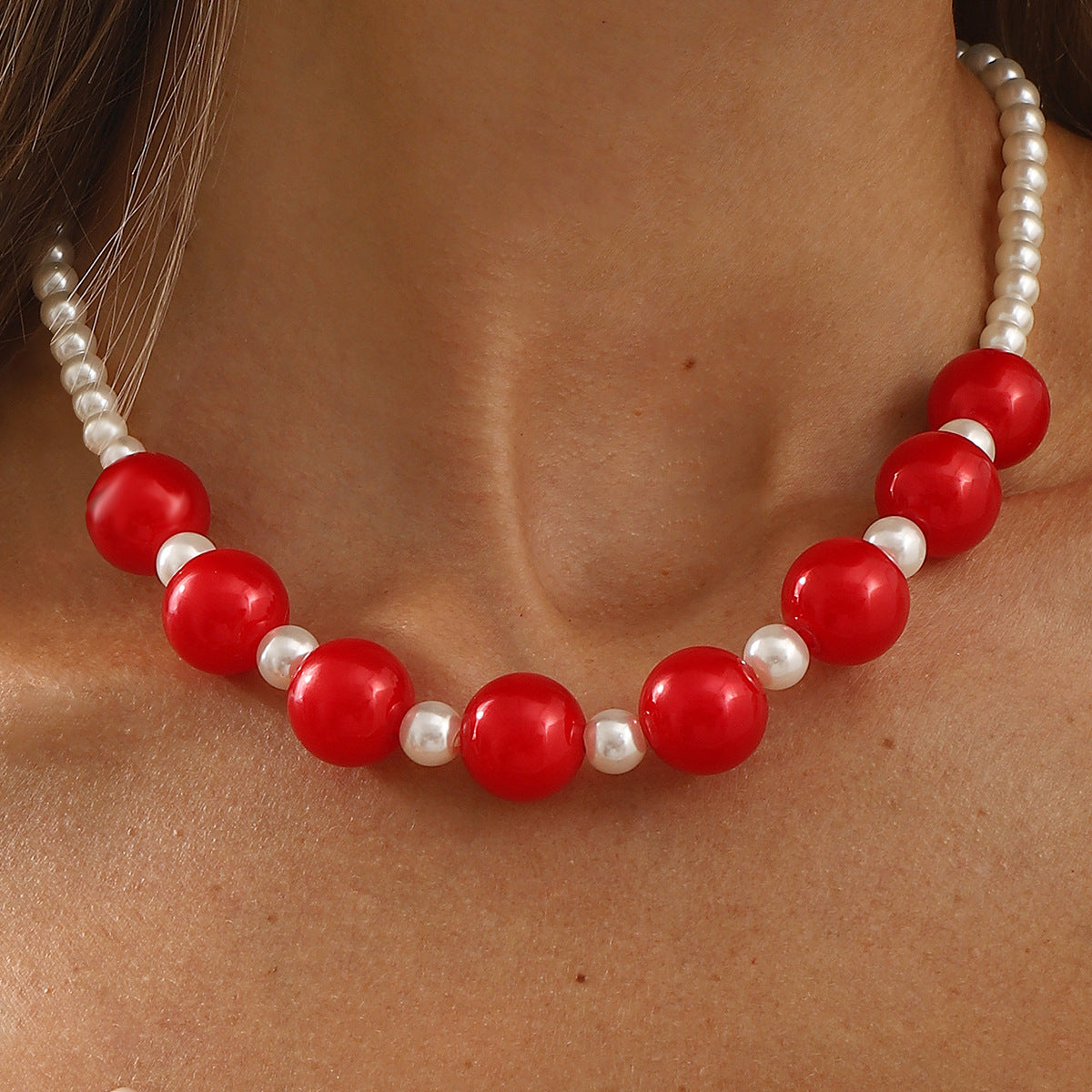 Wholesale simple design round bead necklace Creative retro literary geometric clavicle chain