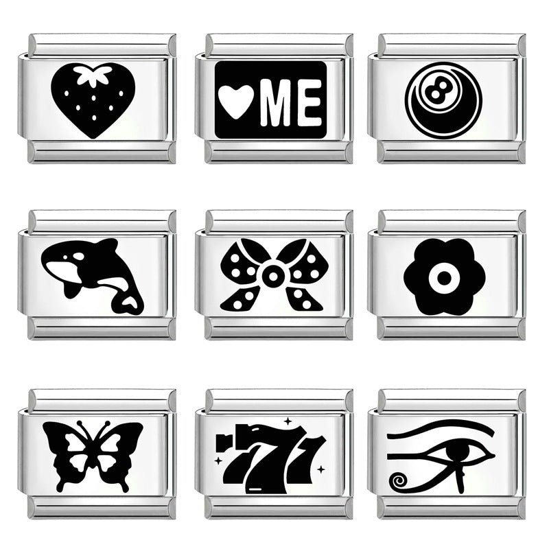 Wholesale  Italian Charm Bracelet 9mm DIY Splicing Removable Black and White Series Stainless Steel Composable Bracelet