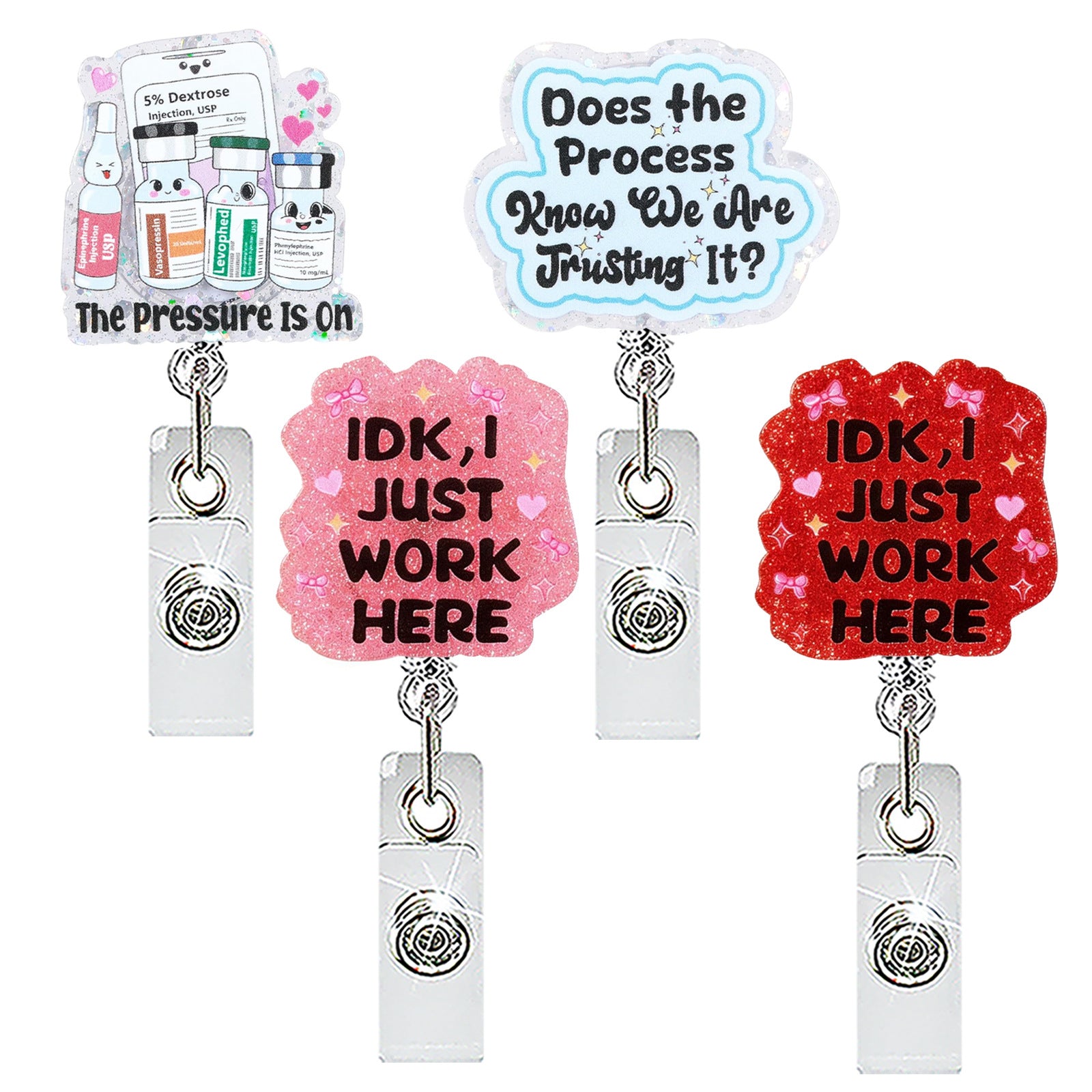 Wholesale Acrylic Retractable Badge Reel Fun Pill Bottle Design Nurse Medical Gift