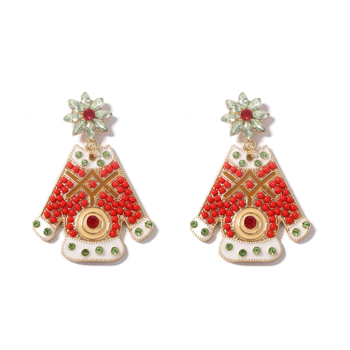 Wholesale Christmas alloy inlaid zircon earrings