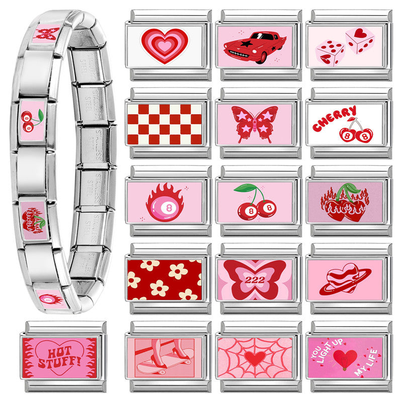 Wholesale 9mm Italian Charm Starter Bracelets DIY Butterfly Heart Stainless Steel Composable Bracelet
