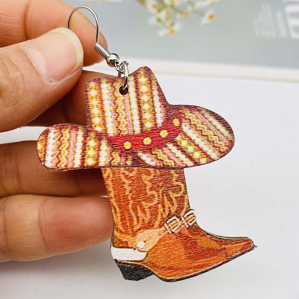 Wholesale Western cowboy  earrings Wood Earrings
