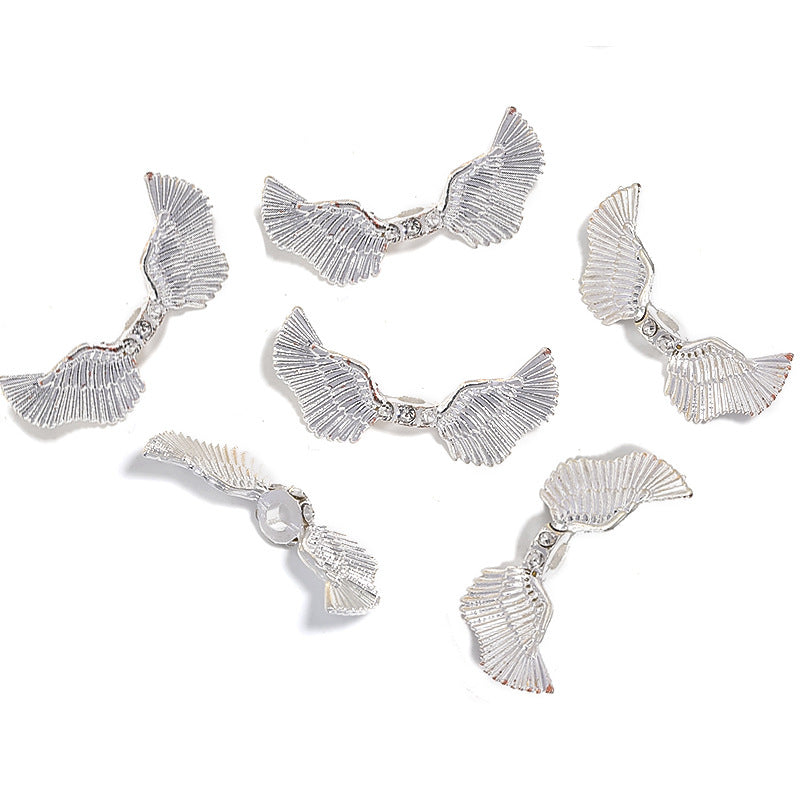 Wholesale 25pcs Heavy Rhinestone Angel Wings Diamond Hoop Bead Holder Diy Accessories ACC-BDS-BLG090
