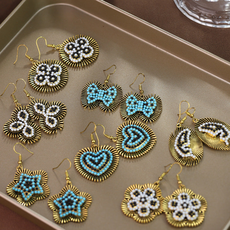 Wholesale Bohemian ethnic style heart-shaped ear hooks