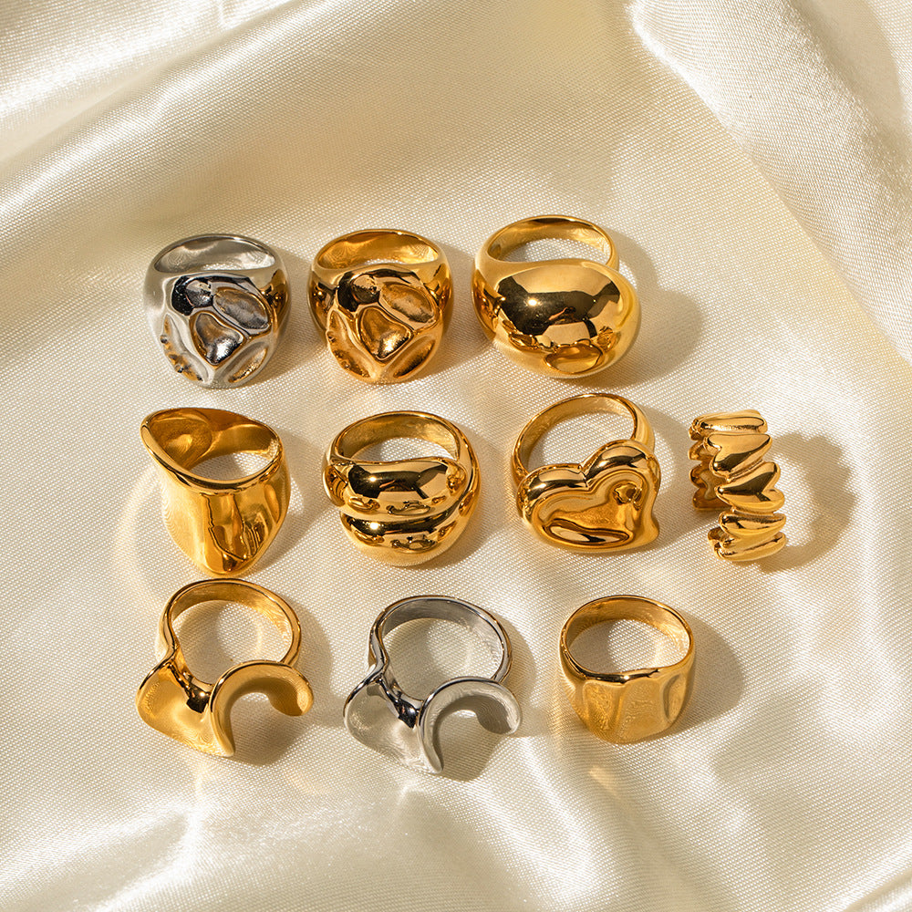 Wholesale 18K Gold Exaggerated Stainless Steel Rings Closed Ring Gold Plated Rings ACC-RS-Jied003