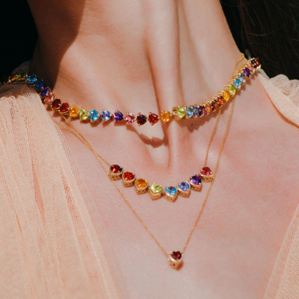 Wholesale Candy DIY Accessories Slidable Twelve Birthstone 18K Gold Necklaces