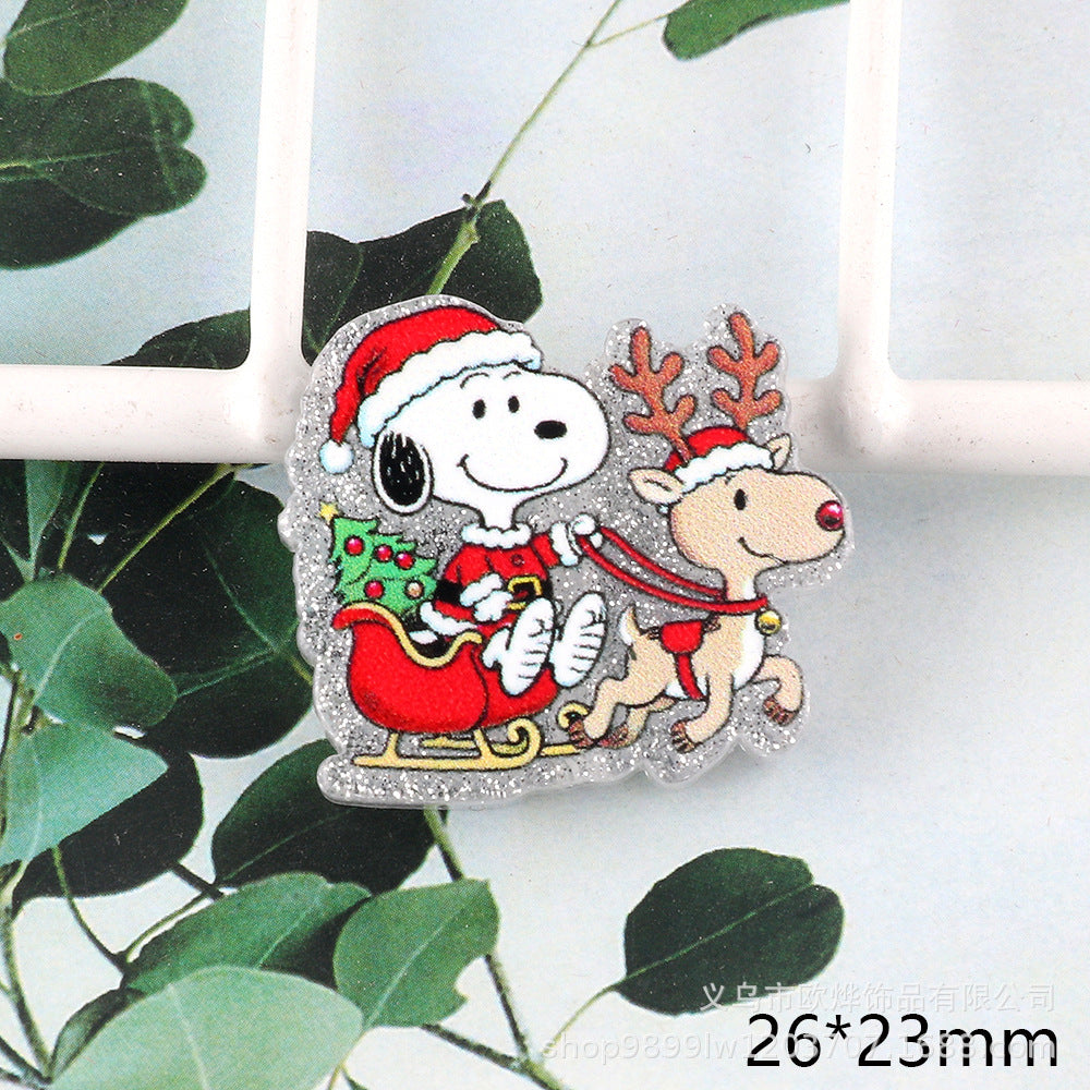 Wholesale New Cross-Border Straight Hole Cartoon Princess Animal DIY Acrylic Handmade Beaded Mobile Phone Key Chain Jewelry Accessories