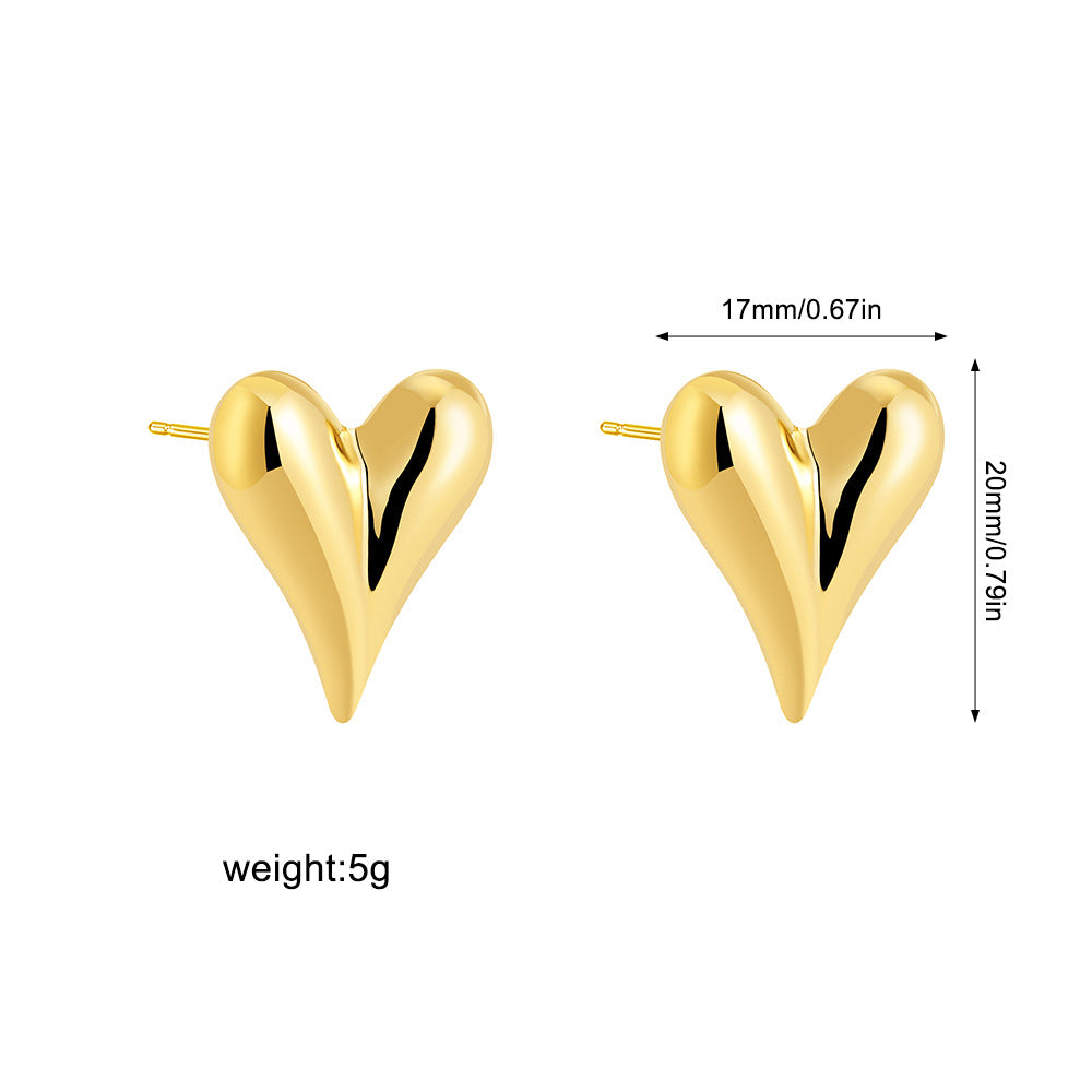 Wholesale  Stainless steel 18K gold love heart earrings silver heart earrings