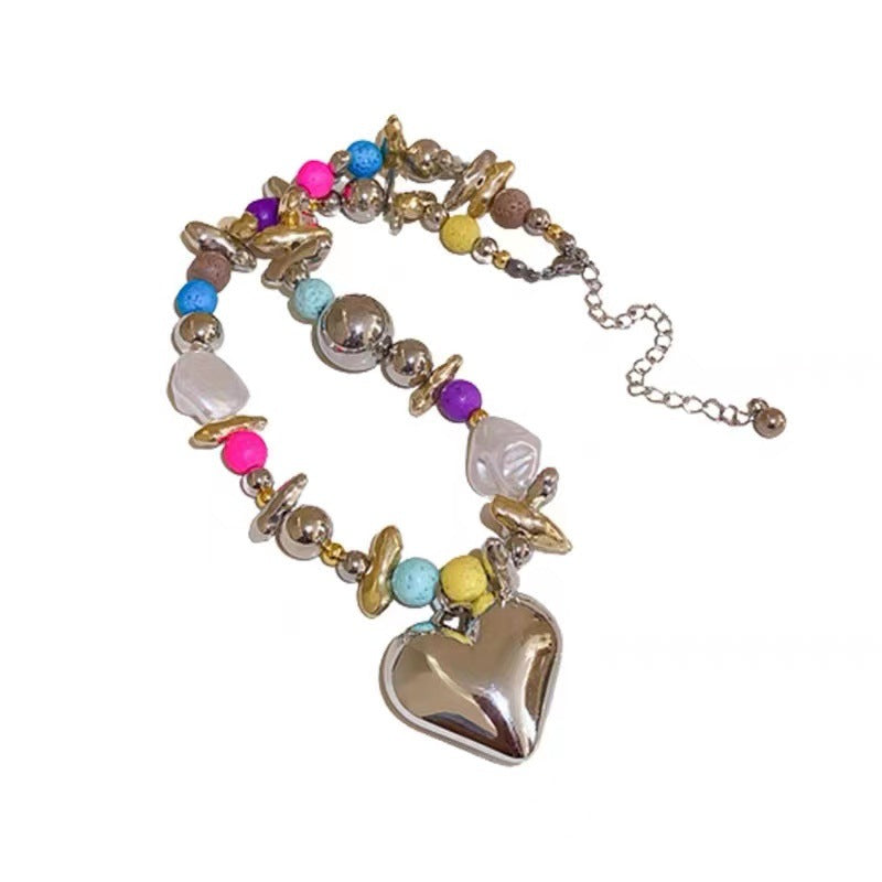 Wholesale Heart-shaped clavicle chain baroque pearl necklace